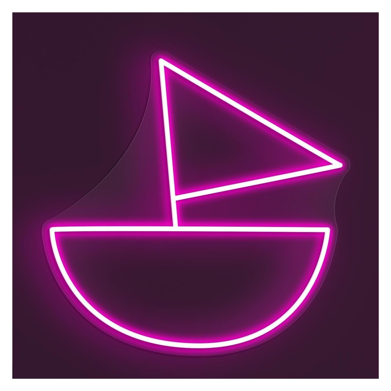 Rongch Rose Red Hanging Art Signs Sailboat Neon Sign Handmade, Suitable For Beach Bar Decor With Brightness Adjustable 38Cm(Rose Red)