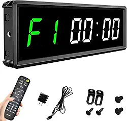 BTBSIGN Cronômetro para academia de treino com intervalo de LED remoto Contagem para baixo/para cima Relógio de parede Fitness Home Garage Tabata 3,81 cm Branco