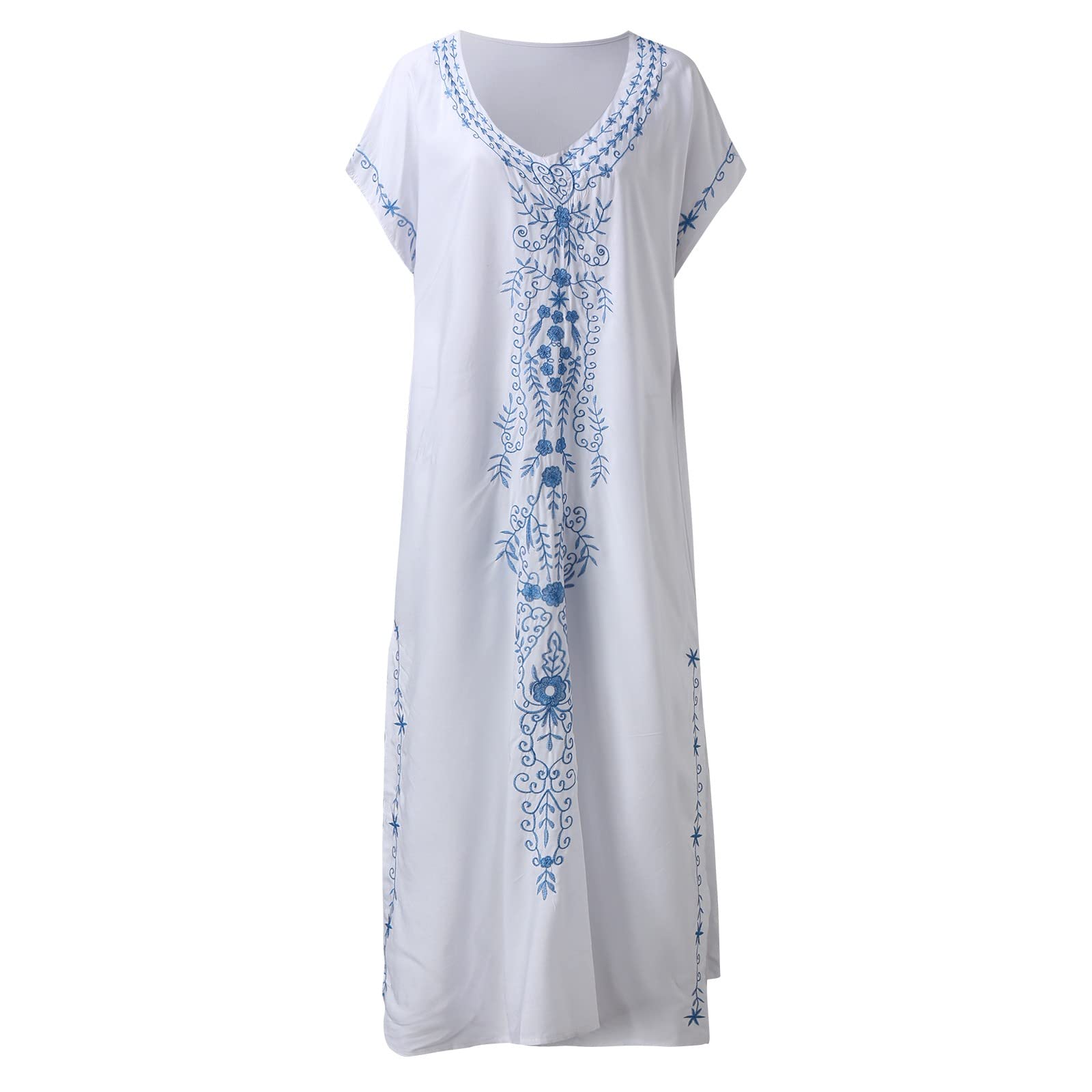Robe Orientale Femme Grande Taille - Caftan Long Coton Été, Kimono Plage Cover-Up Bikini