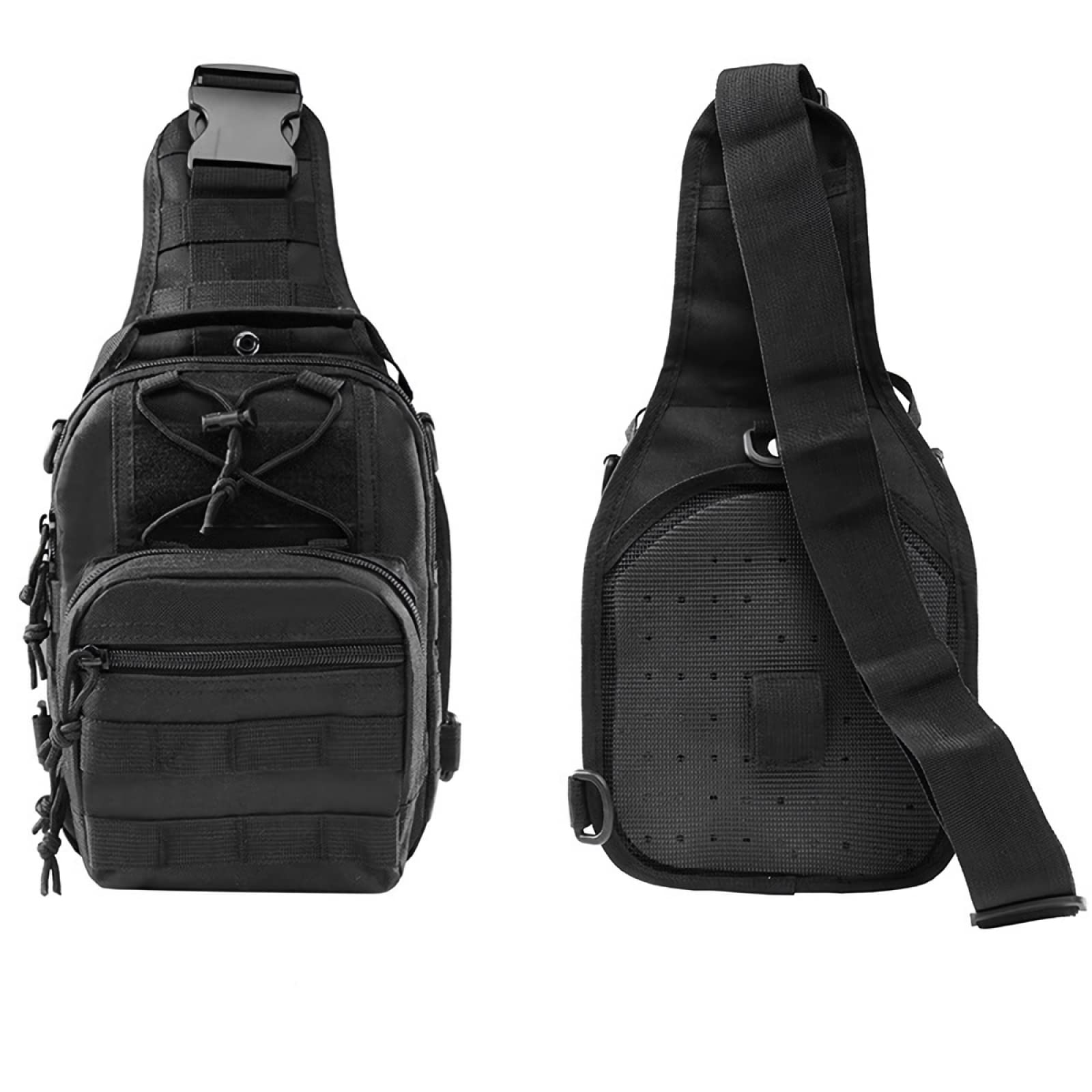 YUANZHOU Borsa Tattica per Petto Borsa Tattica per Esterni Borsa Molle Zaino Militare Borsa a Tracolla con Tracolla per Uomo Donna,Black