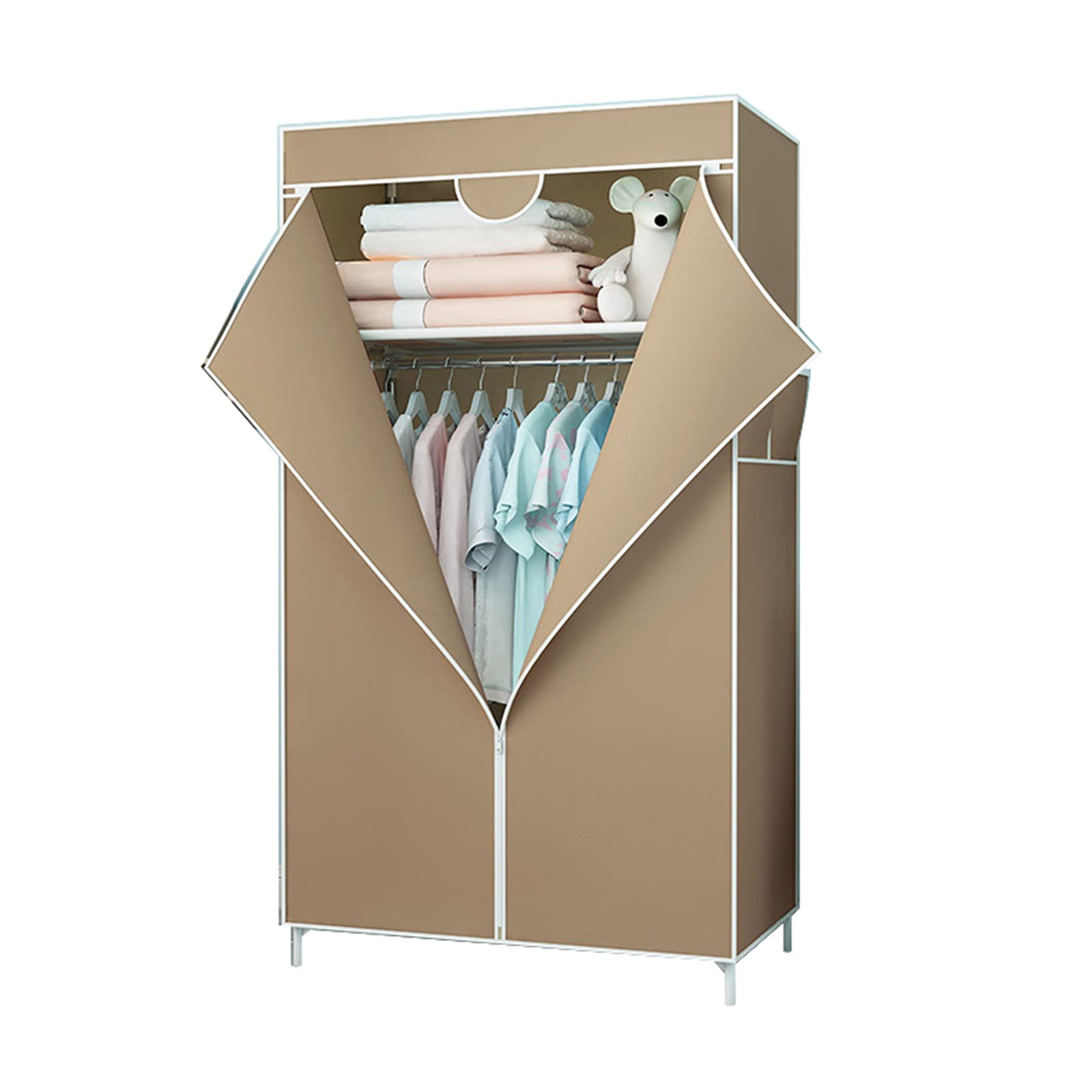 Armario Plegable De Lona, Riel para Colgar Ropa De Dormitorio Independiente Dormitorio De Condominio Organizador De Almacenamiento De Ropa Portátil con Bolsillos Laterales 155 * 43 * 70 CM