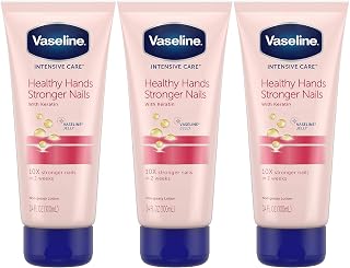 Vaseline Intensive Care Healthy Hands Stronger Nails Lotion, 3.4oz Pack of 3 - Deep Moisture for Dry Hands & Brittle Nails