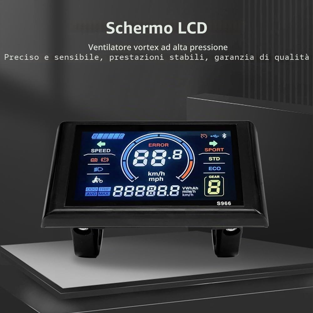 LCD Display 5 Pin, 24-72 V, LCD-S966, schermo intelligente a colori, ciclocomputer per bicicletta impermeabile, pannello di controllo per mountain bike, utilizzato per il controller con