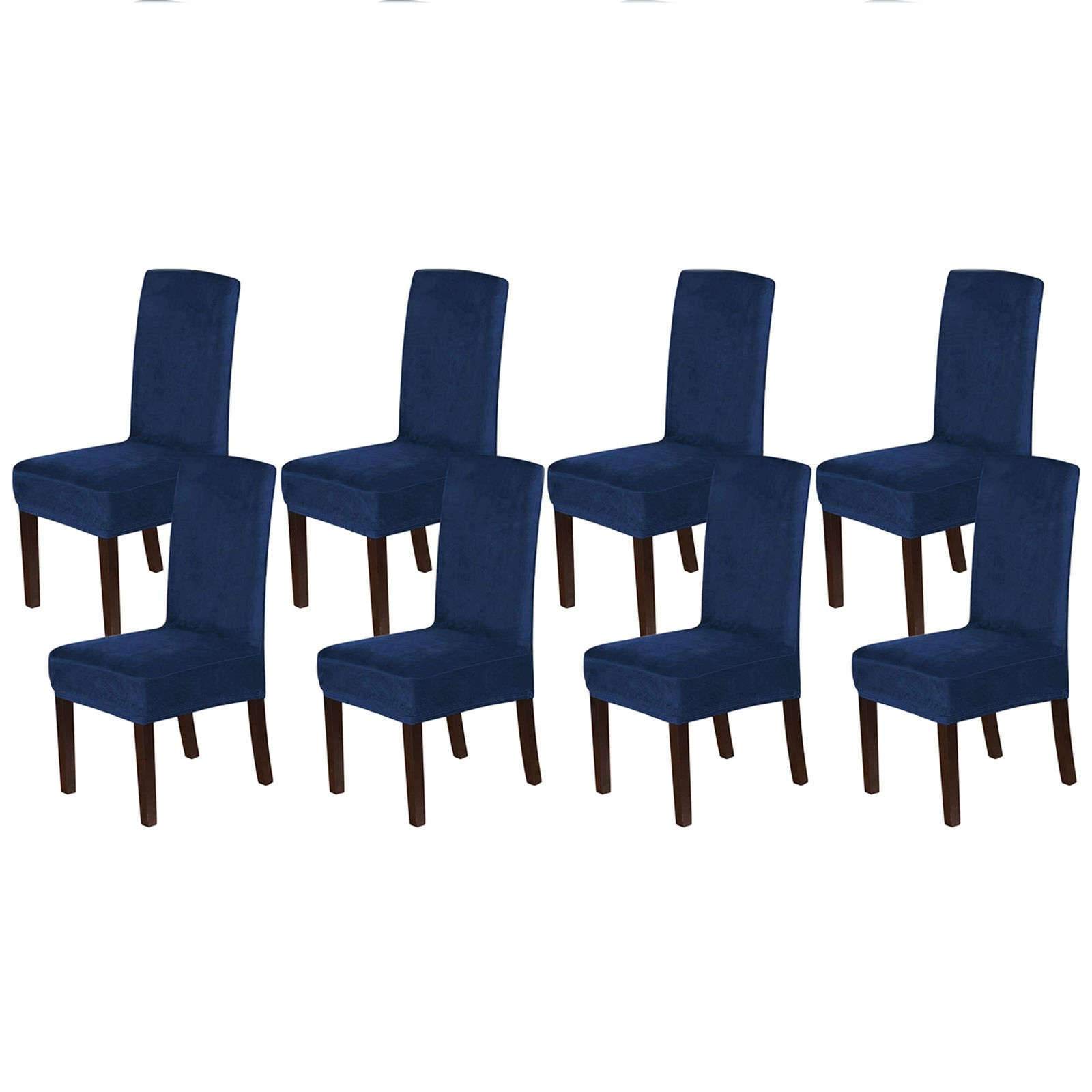 Housse de chaise velours bleu marine, lot de 8 de luxe pour salle à manger raffinée