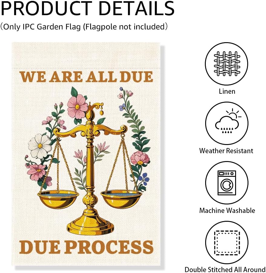 We Are All Due Process Garden Flag, Funny Floral Anti Racism Yard Flags for Outdoors, Feminist Anti-Authoritarian Immigrant Rights Civil Rights Social Justice Save Democracy Yard Lawn Décor - Image 3