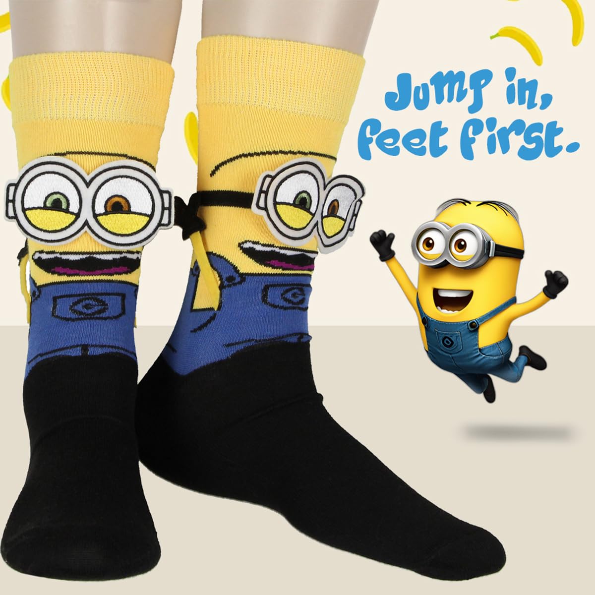 Bioworld Despicable Me Minions Socks 3D Bob The Minion Character - Calcetines suaves y elásticos para hombre, Amarillo, 8