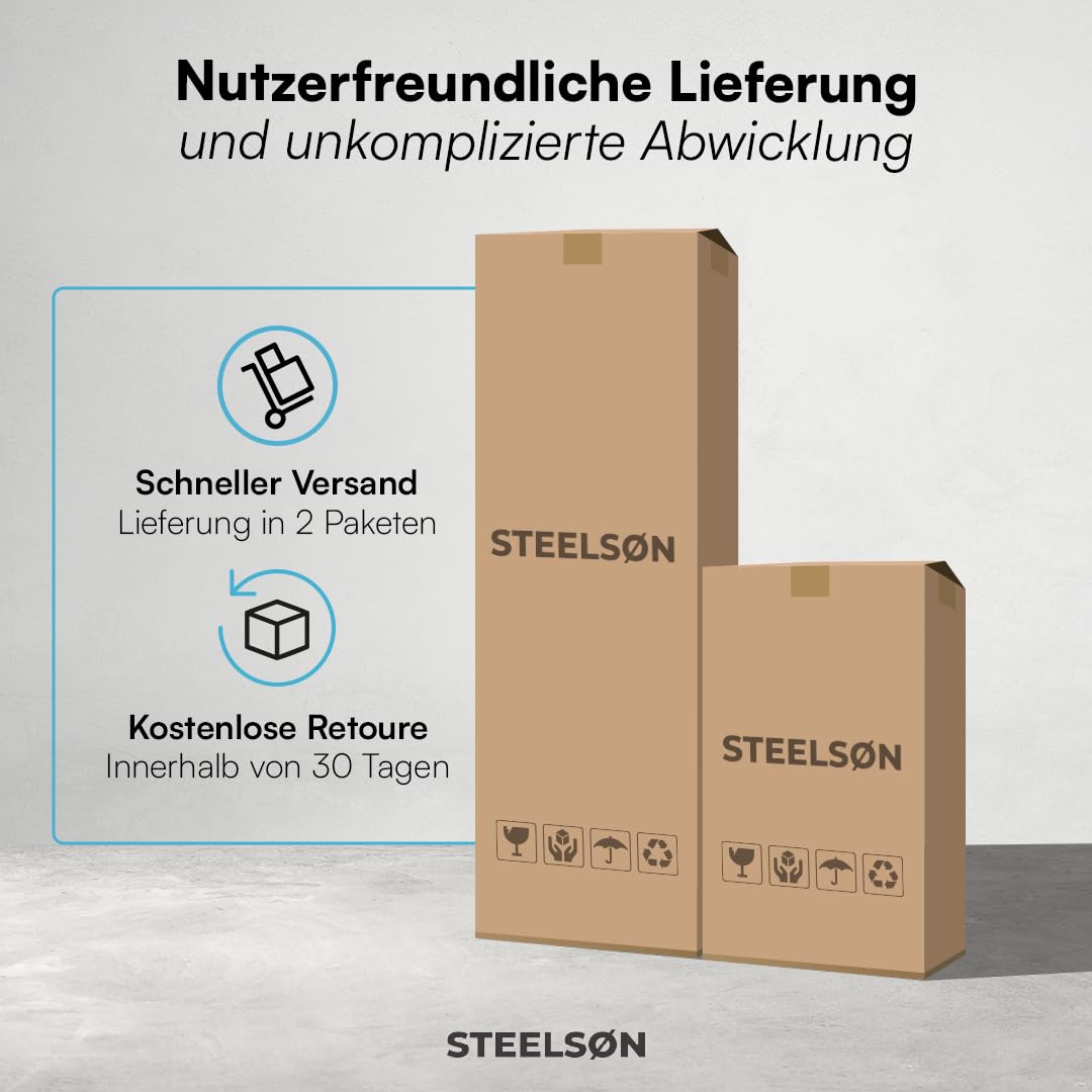 STEELSØN Menkent Outdoor Schrank aus Metall 170x80x45 cm wetterfest Doppeltür Schloss 8 verstellbare Fächer anthrazit