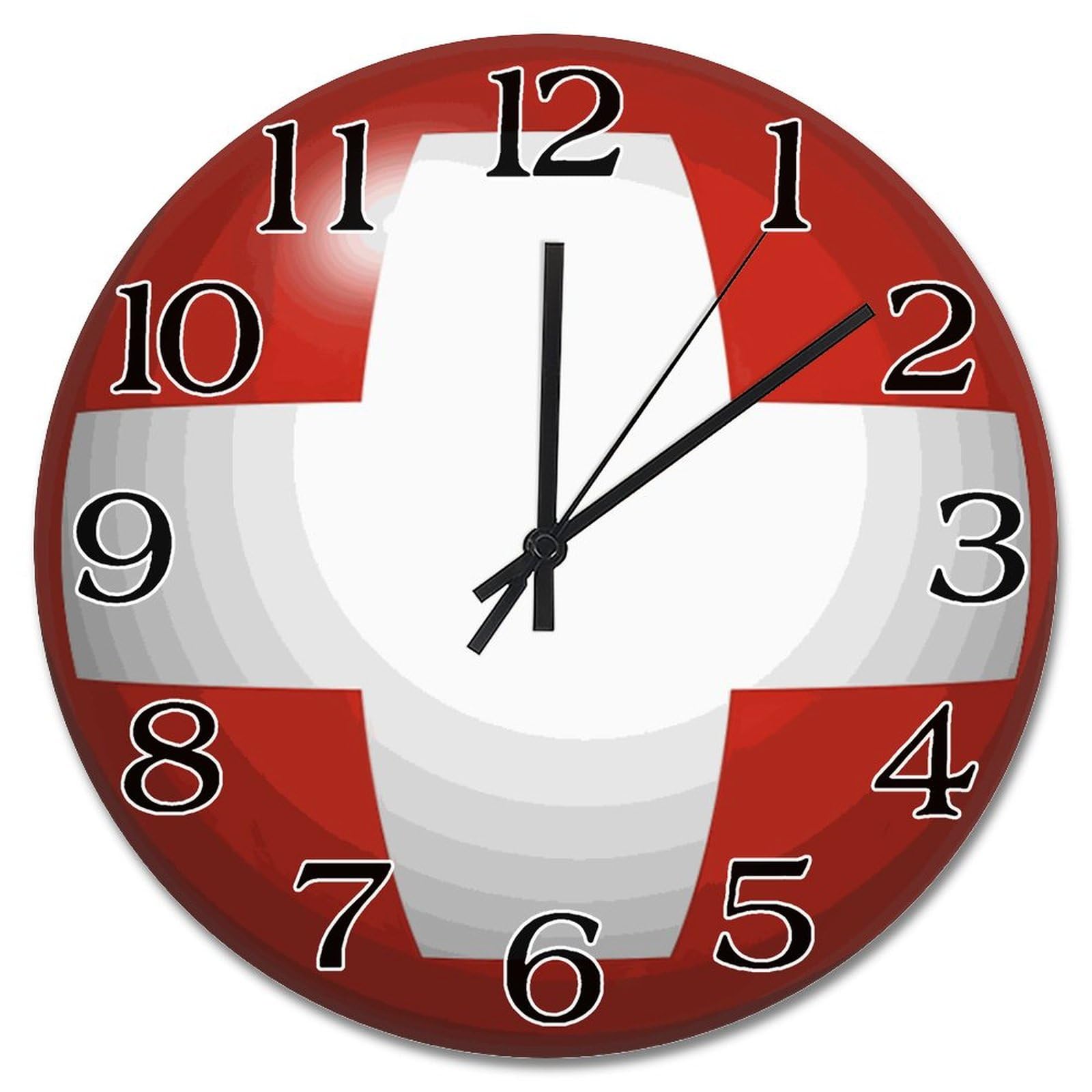 Horloge murale drapeau suisse silencieuse pour chambre adulte
