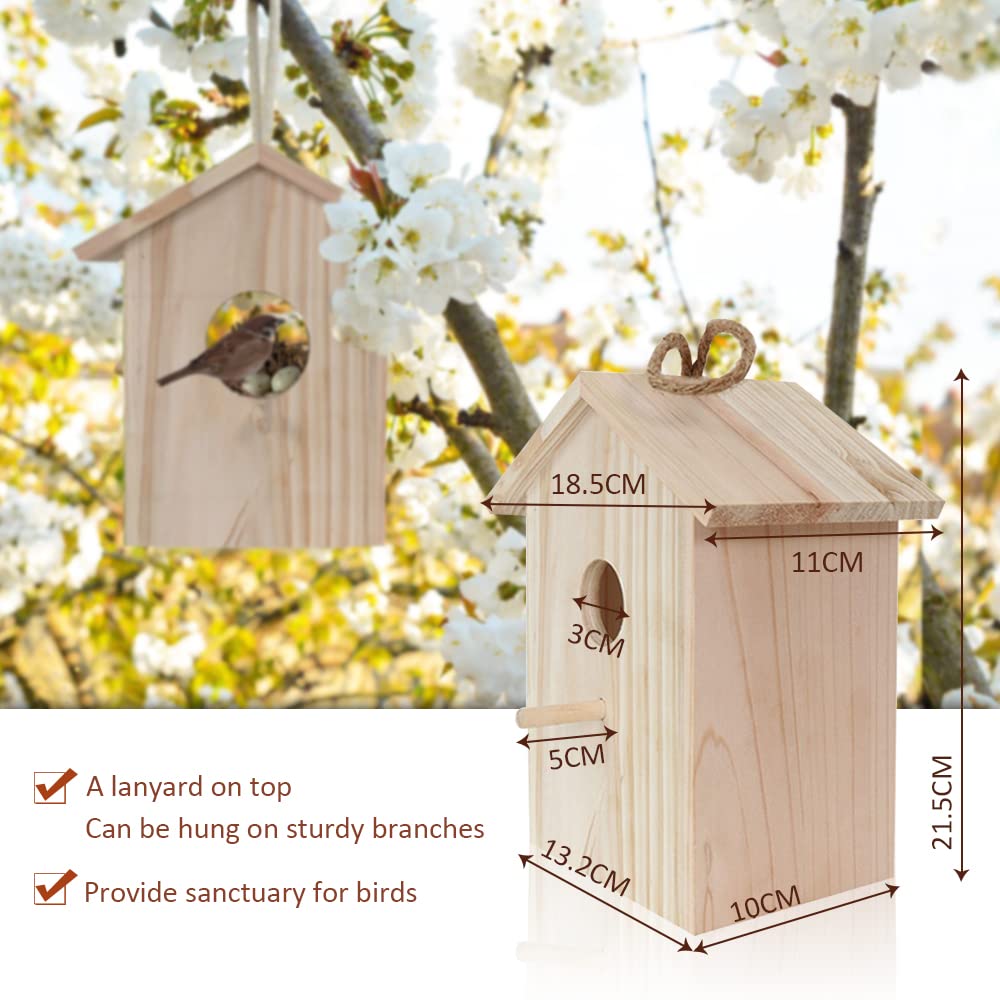 Caja Nido para Aves Silvestres, Casa Pajaros Exterior Gorriones, Casitas De Pajaros para Colgar En El Jardin, Nido Pajaros Interior, Nido Pajaros Madera Natural Observación De Aves Transparente