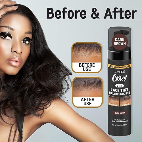 Miniatura 8 de The MORE Mousse de tinte de encaje 3 en 1, 6.76 onzas líquidas, marrón claro  Corrector para pelucas de encaje, pelucas de cabello, tupés y piezas