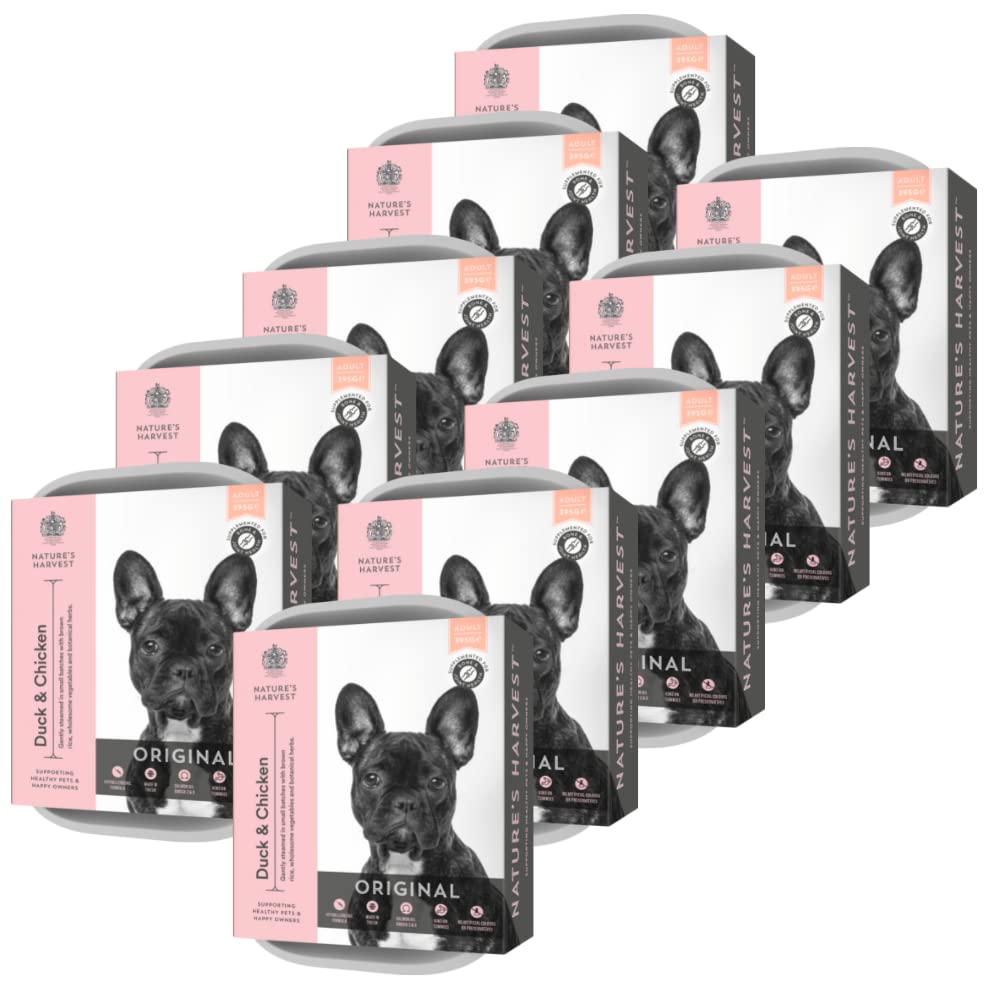 Natureβs Harvest Natural Complete Wet Dog Food, Duck, Chicken & Brown Rice for Fussy Eaters and Sensitive Stomachs, Wet Dog Food Multipack 10-Pack, for Adult and Senior Dogs