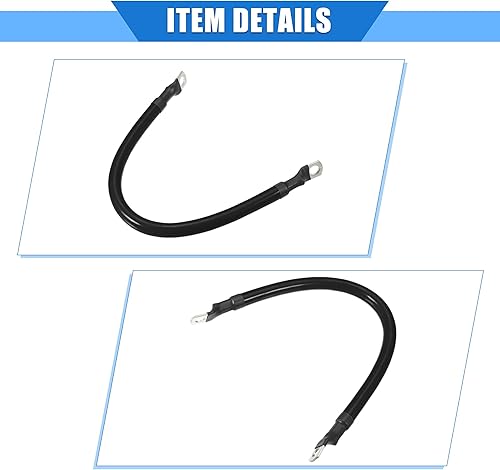 Miniatura 5 de Cable de batería, calibre 2 AWG de 11.8 in, cable de batería universal para automóvil, camión, RV, cobre duradero, negro, con terminales SC positivo