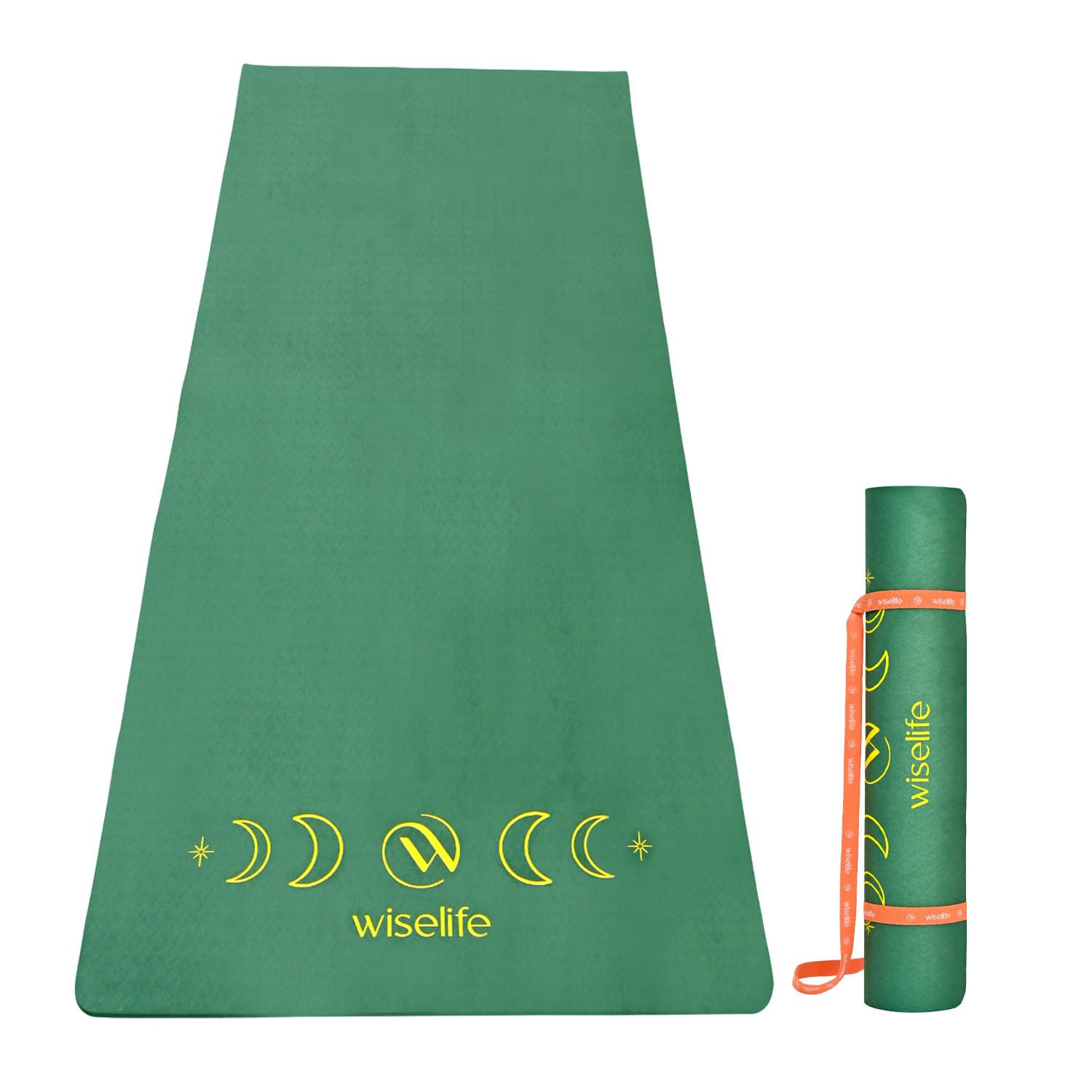 WiseLife Grande XL 6 MM TPE Yoga Mat for Men & Women | Extra Thick, Long & Wide Premium Exercise Mat with Yoga Strap | Anti-Slip & Anti-Tear Ideal for Yoga, Pilates, Home Workouts & Gym Use (Green)