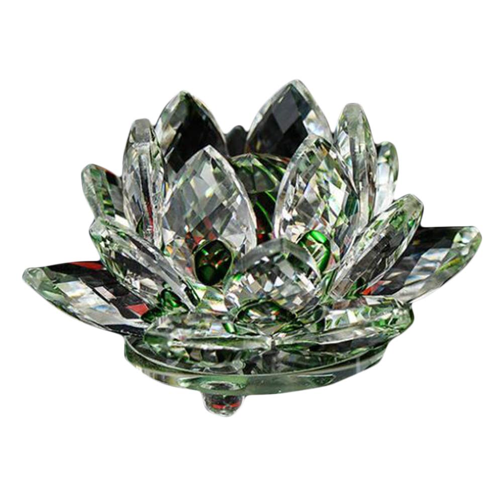 Fleur de Lotus en Cristal de Quartz Vert Artisanat en Verre de Prestige