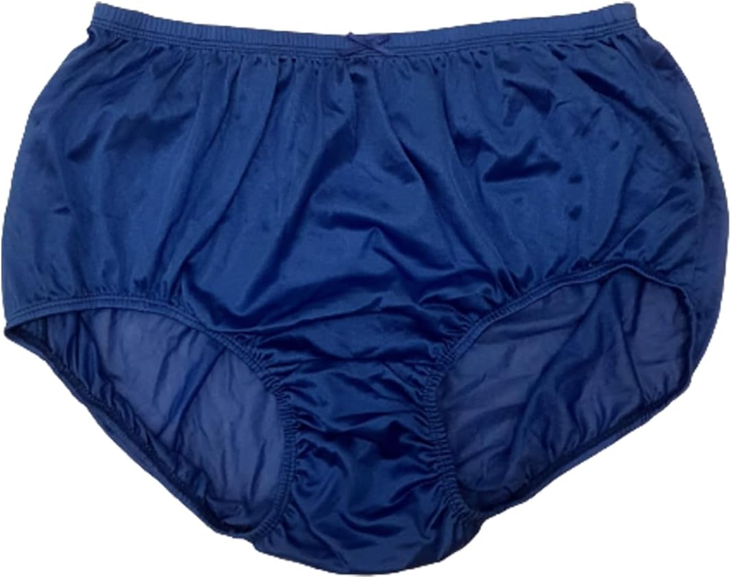 Littledream Lot of 6 Vintage Plus Size 3XL Sheer Transparent Silk Nylon Panties Dark Color Men Womens Full Cut Briefs Knicker Underwear Hips 44""-54"" High Waist Granny Brief Mushroom Gusset - Image 8