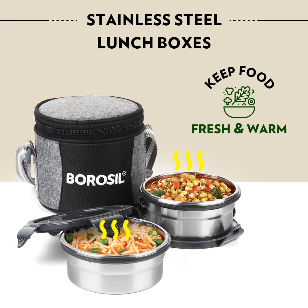 Borosil Stainless Steel Lunch Box with Bag for Office Men & Women, Set of 2 — Amazon image 4