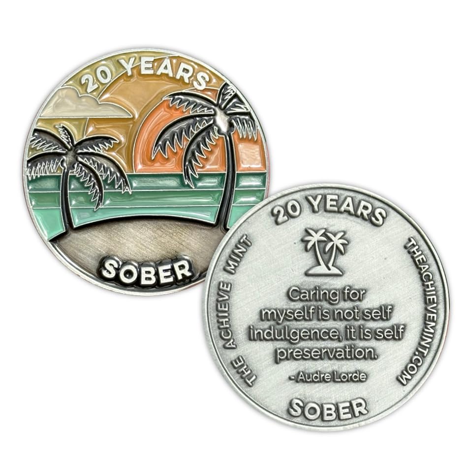 Image of The Achieve Mint 20 Years Sober Token | Twenty Years Sober Chip | Non-AA Gift, Non-Religious Medallions for Men and Women Celebrating Sobriety