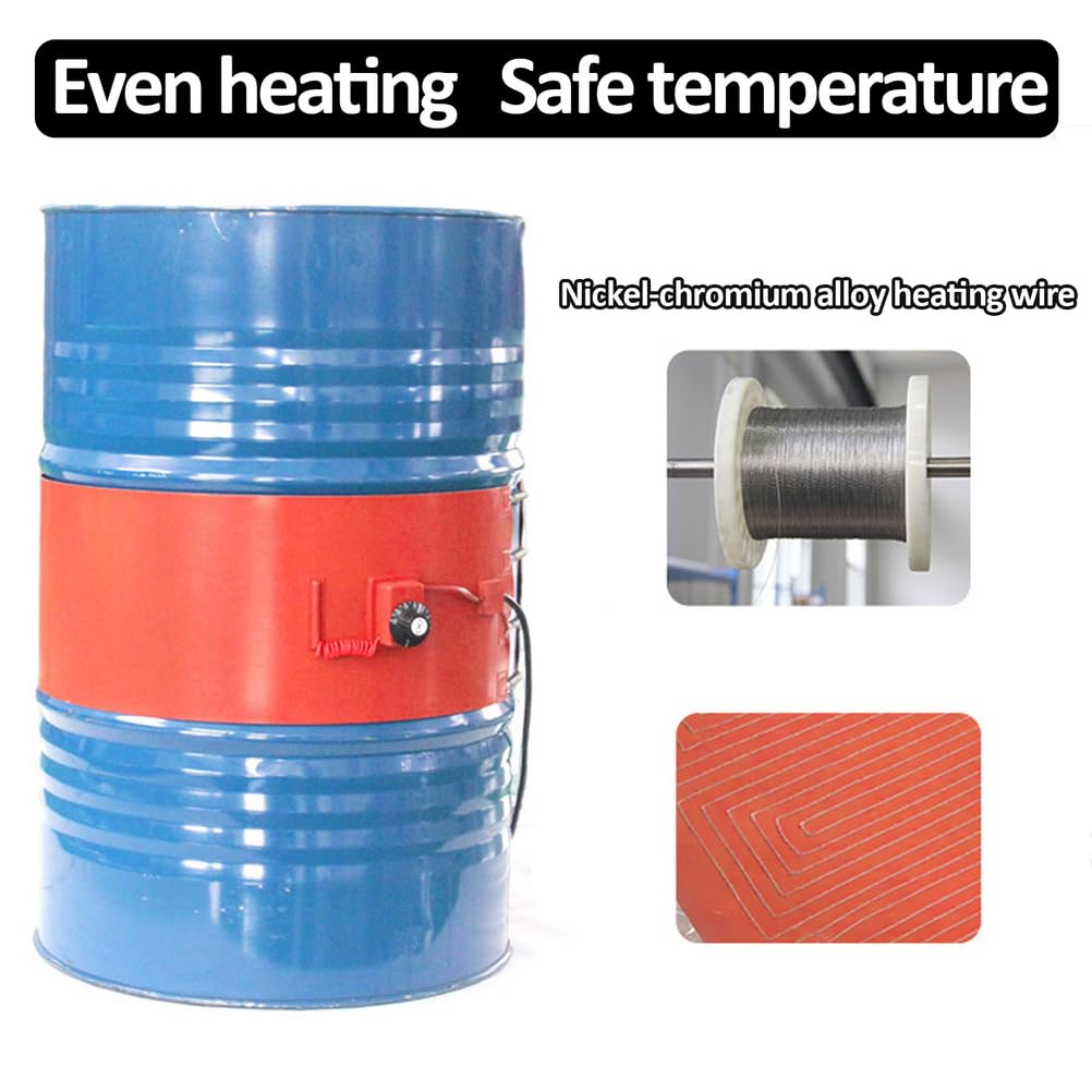 Koc grzewczy, elastyczny silikonowy grzejnik 1800 W do beczek olejowych z cyfrowym regulatorem temperatury, antykondensacyjny i przeciw zamarzaniu pasek grzewczy do beczek 100 l