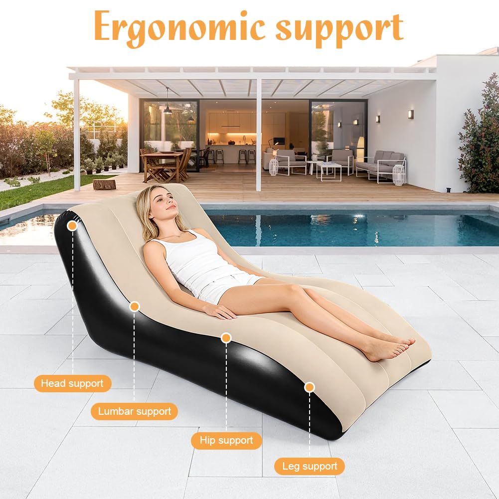 Gohytal Aufblasbares Sofa, Aufblasbar Liege, Aufblasbar Luftbett mit Luftpumpe, Aufblasbare Couch, Sessel, Lounge, Camping Sofa, Geeignet für Drinnen Draußen