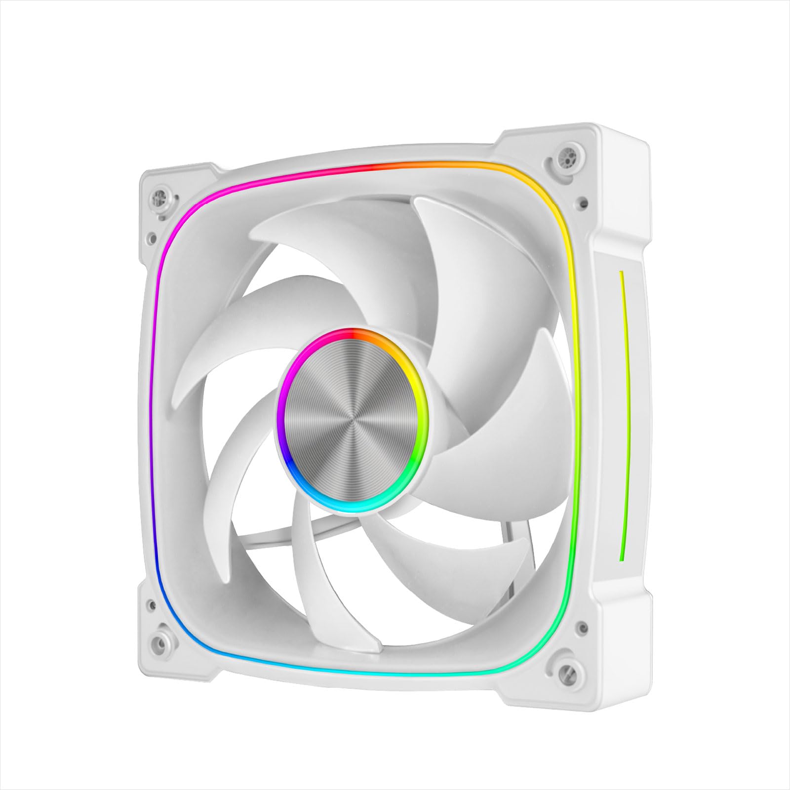 Noua Lips | Ventola per Case PWM da 120 mm | Illuminazione ARGB | Design Aluminium Axial | Velocità 1800 RPM | Ventola per PC Computer Silenziosa | Piena Compatibilità, Bianco