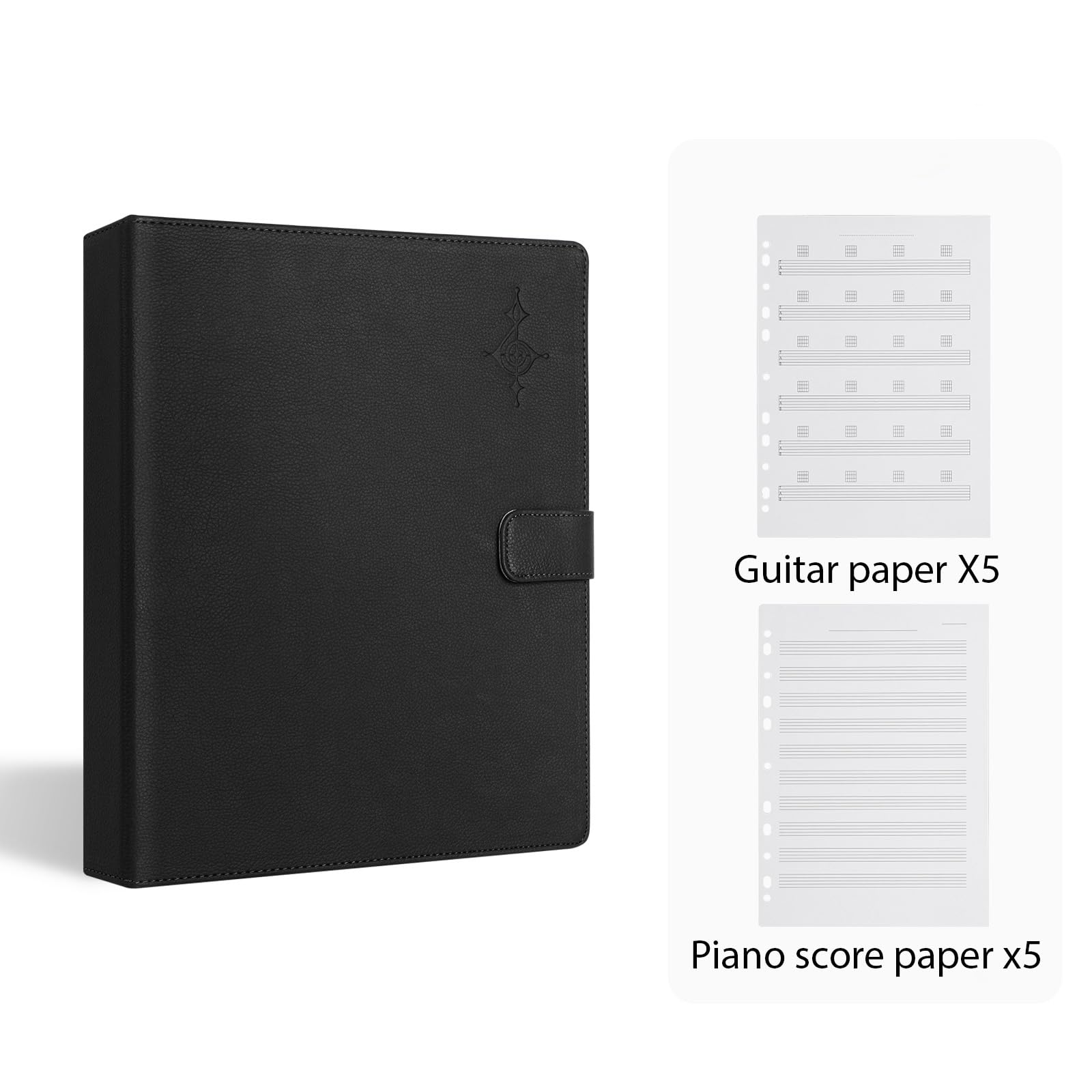 Folder na teczki muzyczne Solder 30 arkuszy Loose Choral teczki muzyczne z paskiem na rękę ze skóry PU na scenę Performance Playo Playing Choir pasuje do rozmiaru 8,3 x 11 (czarny)
