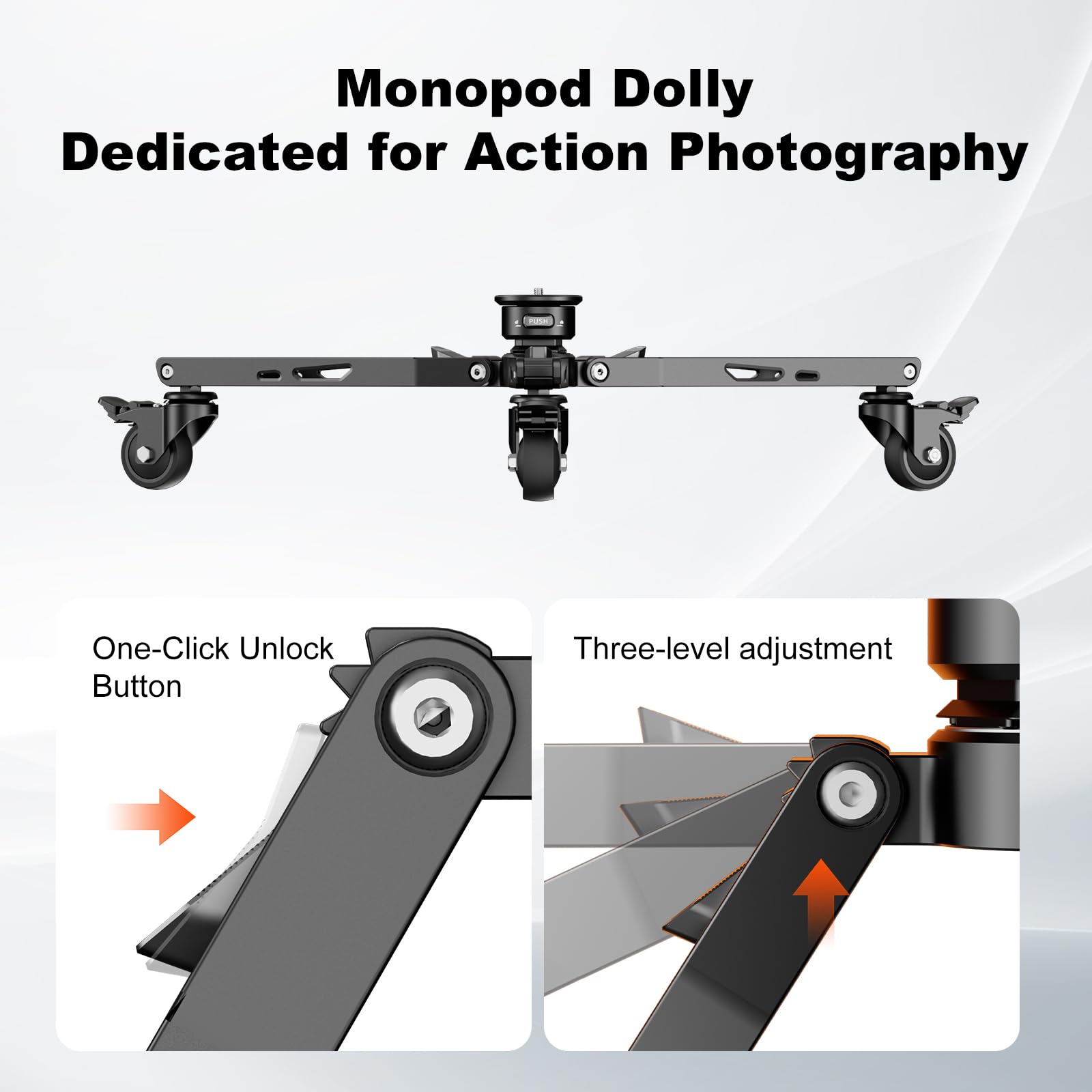 COMAN Base Mobile per Monopiede Dotata Girevoli a 360° una 3/8 di Pollice | Base Mobile per Monopiede Compatibile con Monopiedi per Diverse Fotocamere e Videocamere, Supporta un Carico Massimo di 30kg