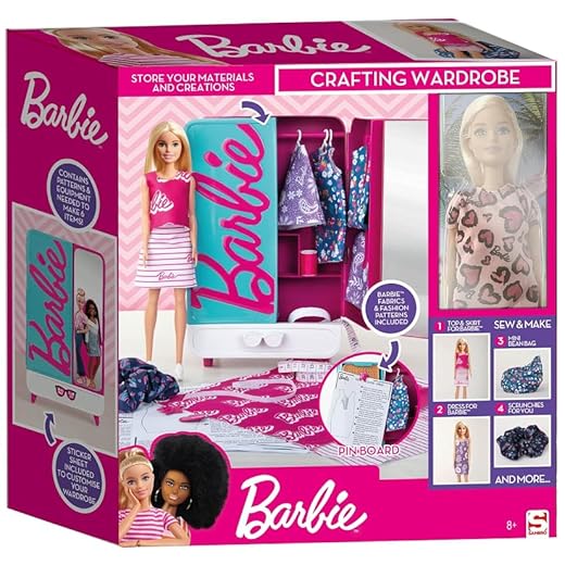 TOPLINE Barbie Wardrobe Fashion Ultimate Gift - Craft Your Own Outfit With Doll, Pattern & Equipment Included. Toys for Christmas Stocking Fillers, Secret Santa Gifts Card