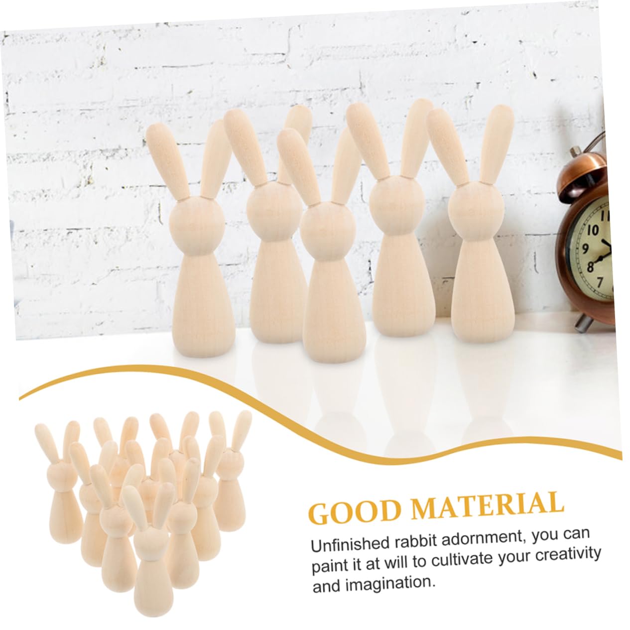 VILLCASE 5 Juegos Títere De Conejito Graffiti Madera Conejos Bricolaje Y Manualidades Figura De Conejo Diy Suministros De Bricolaje Para Niños Decoraciones De Mesa De Madera 12 Uds * 5