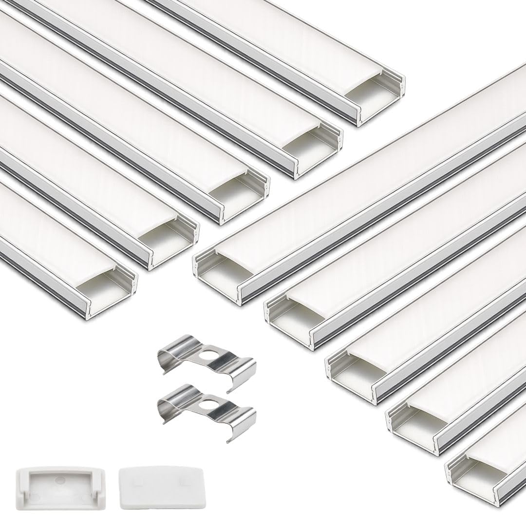 18x06 Aluminum Channel Profile with Diffuser Cover, Mounting Clips & End Caps | Aluminum LED Strip Light Housing for Cabinet, Ceiling, Shelf & Wall Lighting (Pack of 10)-picture-17