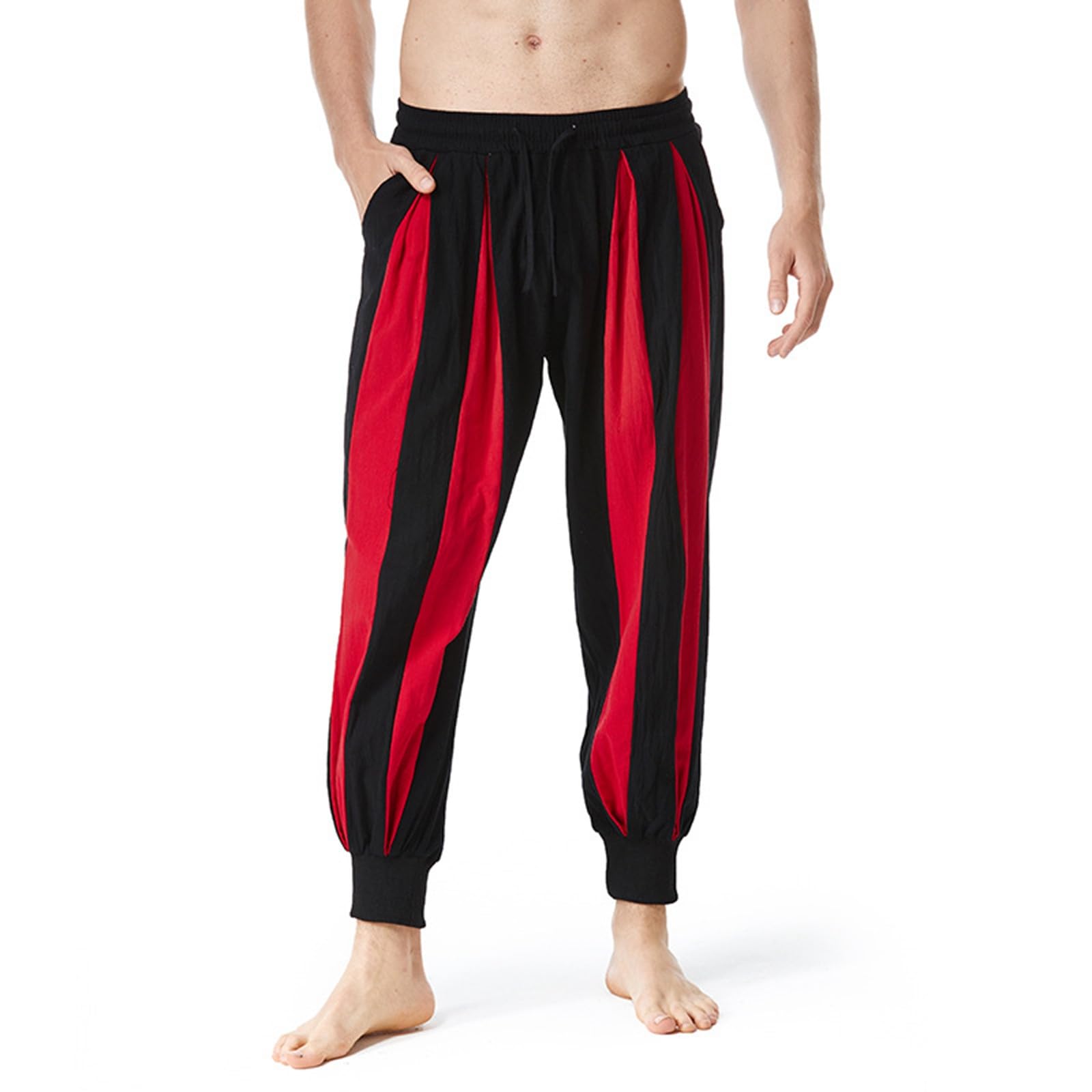 Pantalones Harem Hombre Aladino - Holgados Playa, Ligeros Hippie, Bombachos, Yoga, Verano, Bolsillos