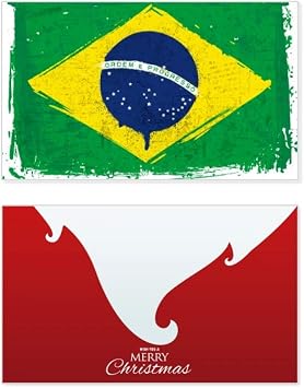 Hand-Painted Brazil Flag Brazil Holiday Merry Christmas Card Xmas Vintage Message