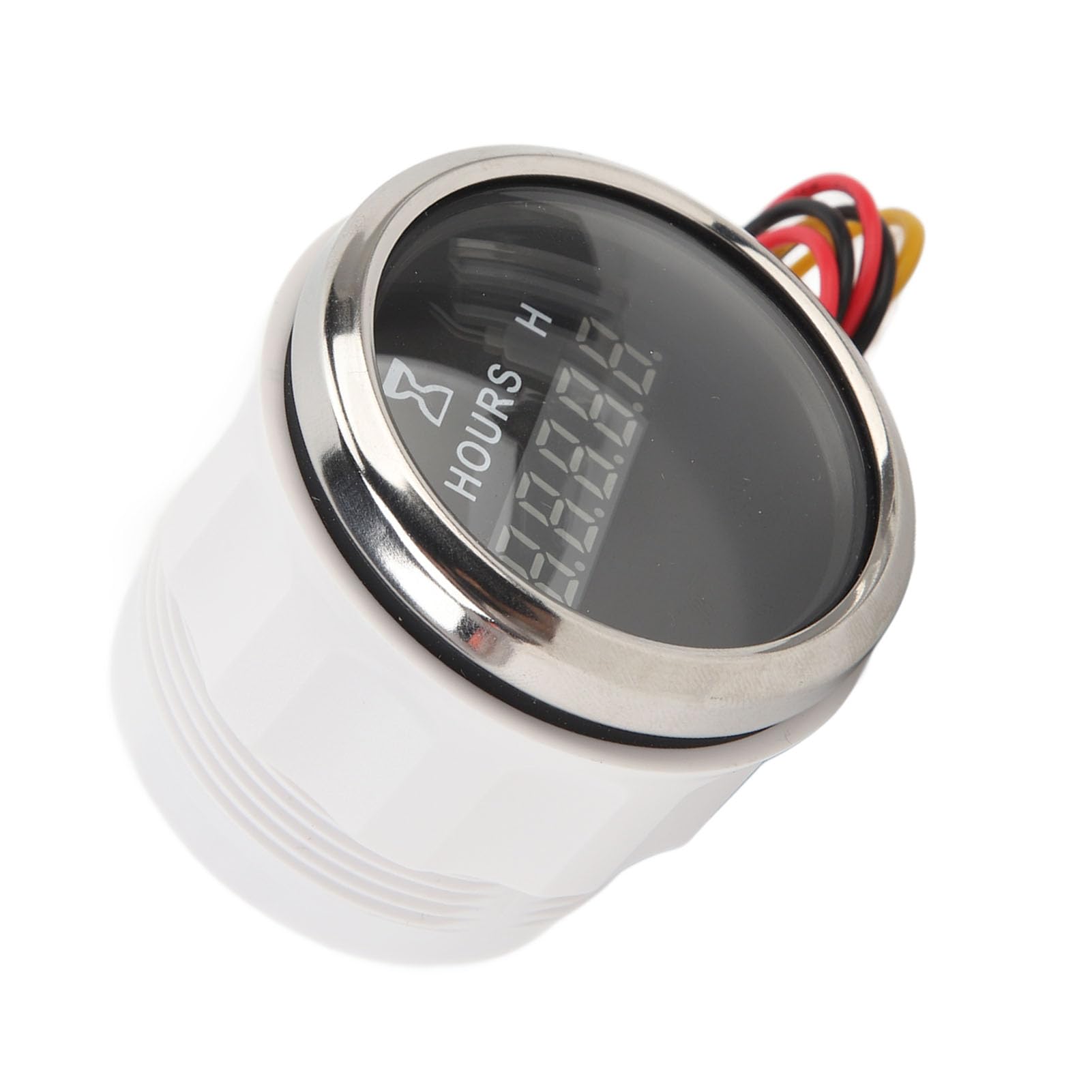 Contaore Digitale Rotondo per Barche DC 9V 52MM Contaore Rotondo ad Alta Precisione per Camper Yacht Barche (Lunetta Argentata con quadrante Nero)