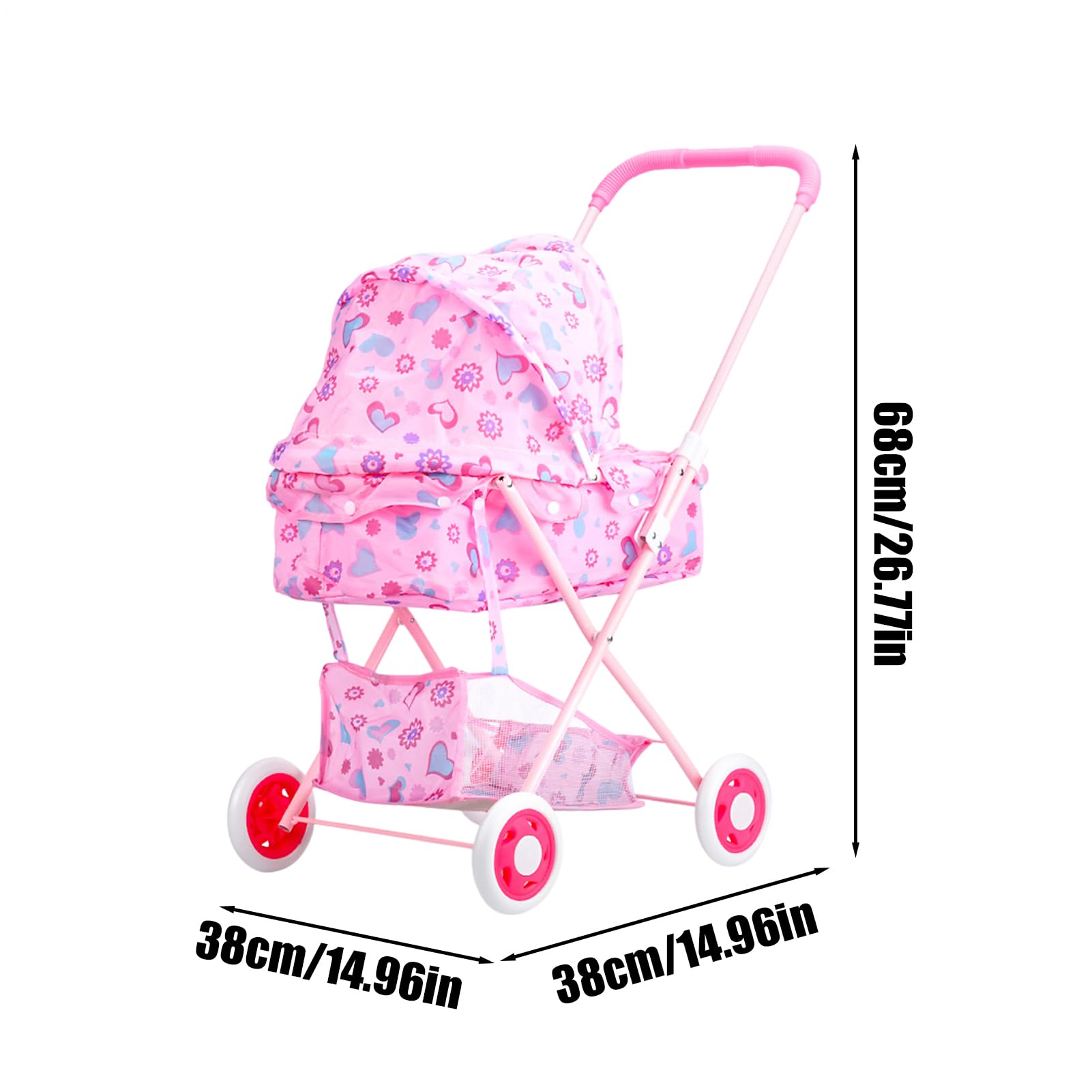 Puppen-Kinderwagen für kleine Babypuppen Robust Geräumig Realistisches | Hochstuhl-Wagen für Babypuppen Kinderzimmer-Spielzeugbuggy, für Kindertag, Geburtstag, Ostern