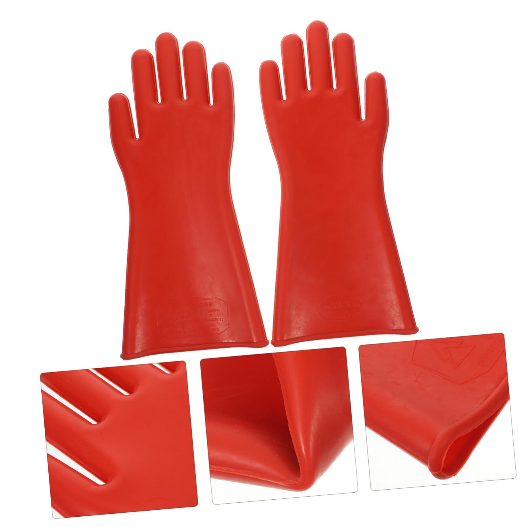 Tofficu Rot Gummihandschuhe Elektrischer Isolierhandschuhe mit Ergonomischem Handflächen Design und Abriebfestigkeit für Elektroinstallations und Wartungsarbeiten