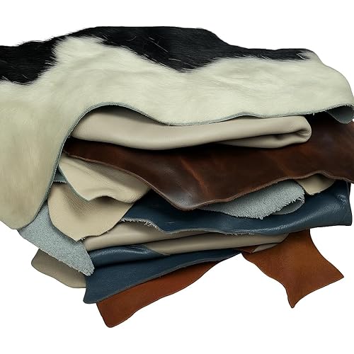 3 lbs Genuine Full & Top Grain Leather Scraps – Mixed Earth Tones – Soft, Flexible Upholstery Remnants for Crafting, Wallets, Keychains, Journal Covers, and More. Colors Vary by Bag