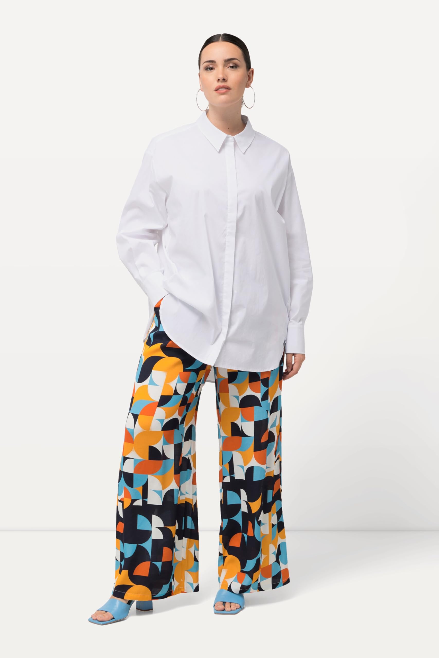 Ulla Popken Femme Grandes Tailles Chemisier Oversize à Manches Longues 813741