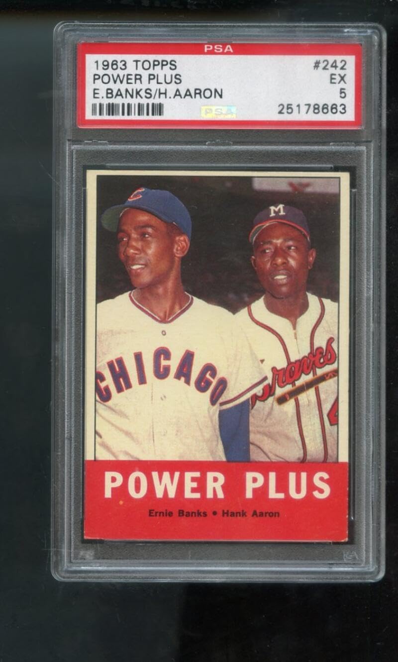 1963 Topps #242 Power Plus Hank Aaron Ernie Banks EX PSA 5 Graded MLB Baseball Card