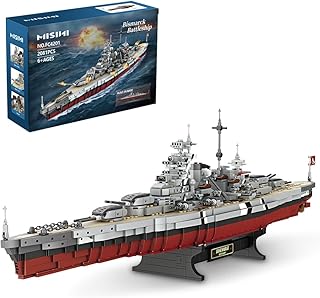 MISINI Technik FC4201 German Battleship Bismarck clamp Blocks, 2081 PCs/MOC Large WWII German Military Warship Marine Battleship Model for Adult