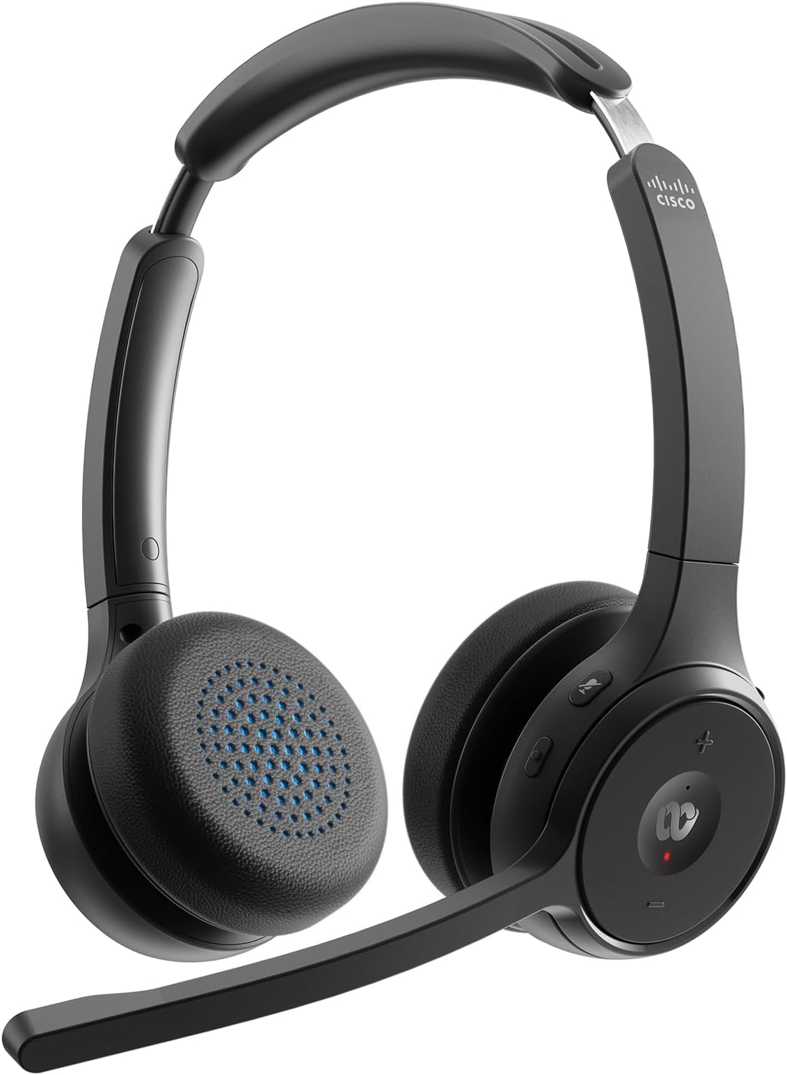 Headset 722, Wireless Dual On-Ear Bluetooth Headset with Webex Button, USB-A HD Bluetooth Adapter, Soft Case, Carbon Black, 2-Year Limited Liability Warranty (HS-WL-722-BUNA-C)