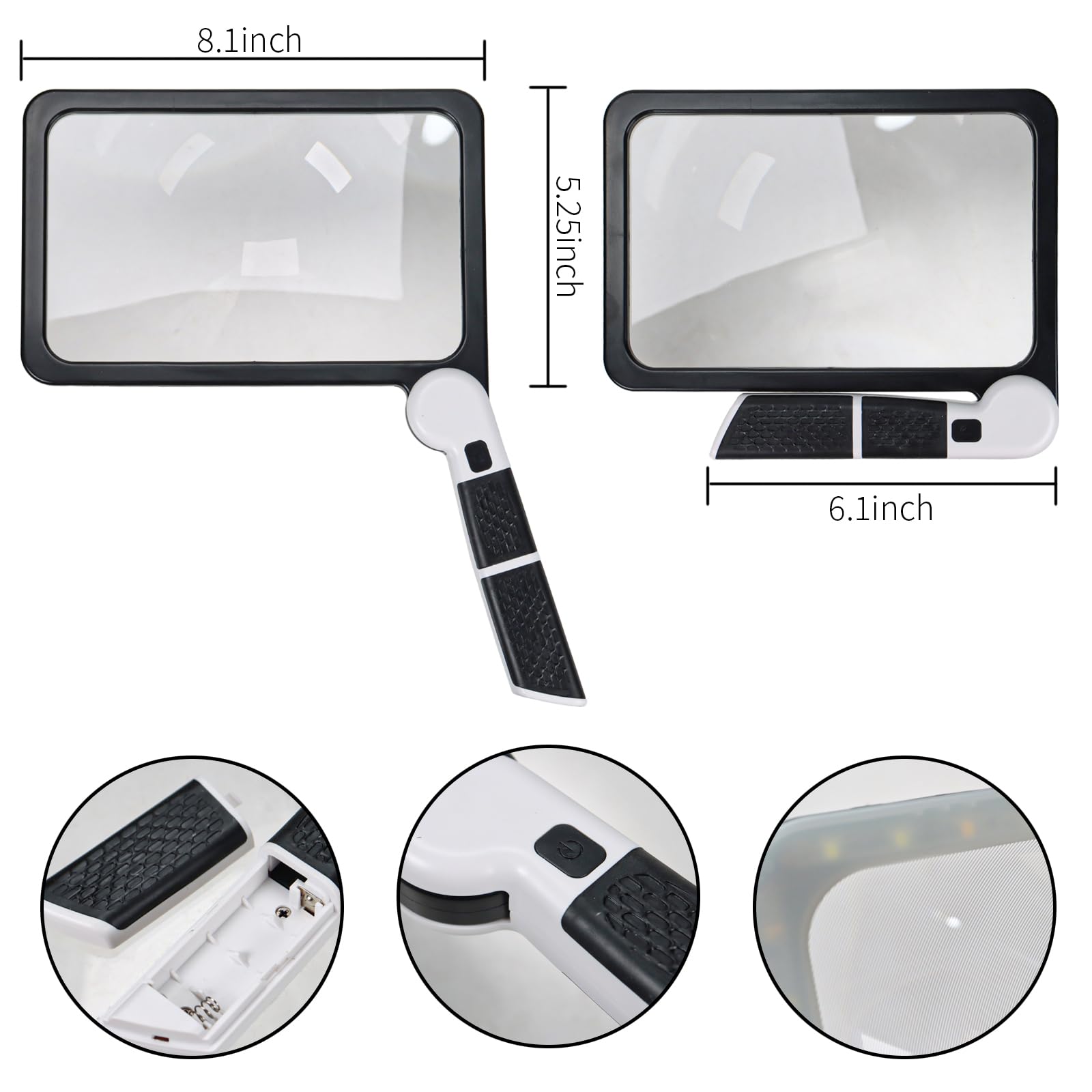 Casoter 5X Magnification LED Magnifying Glass with 48 LED Lights and Anti-Glare Lens Handheld Reading for Seniors,Low Visions,Macular Degeneration - Image 2