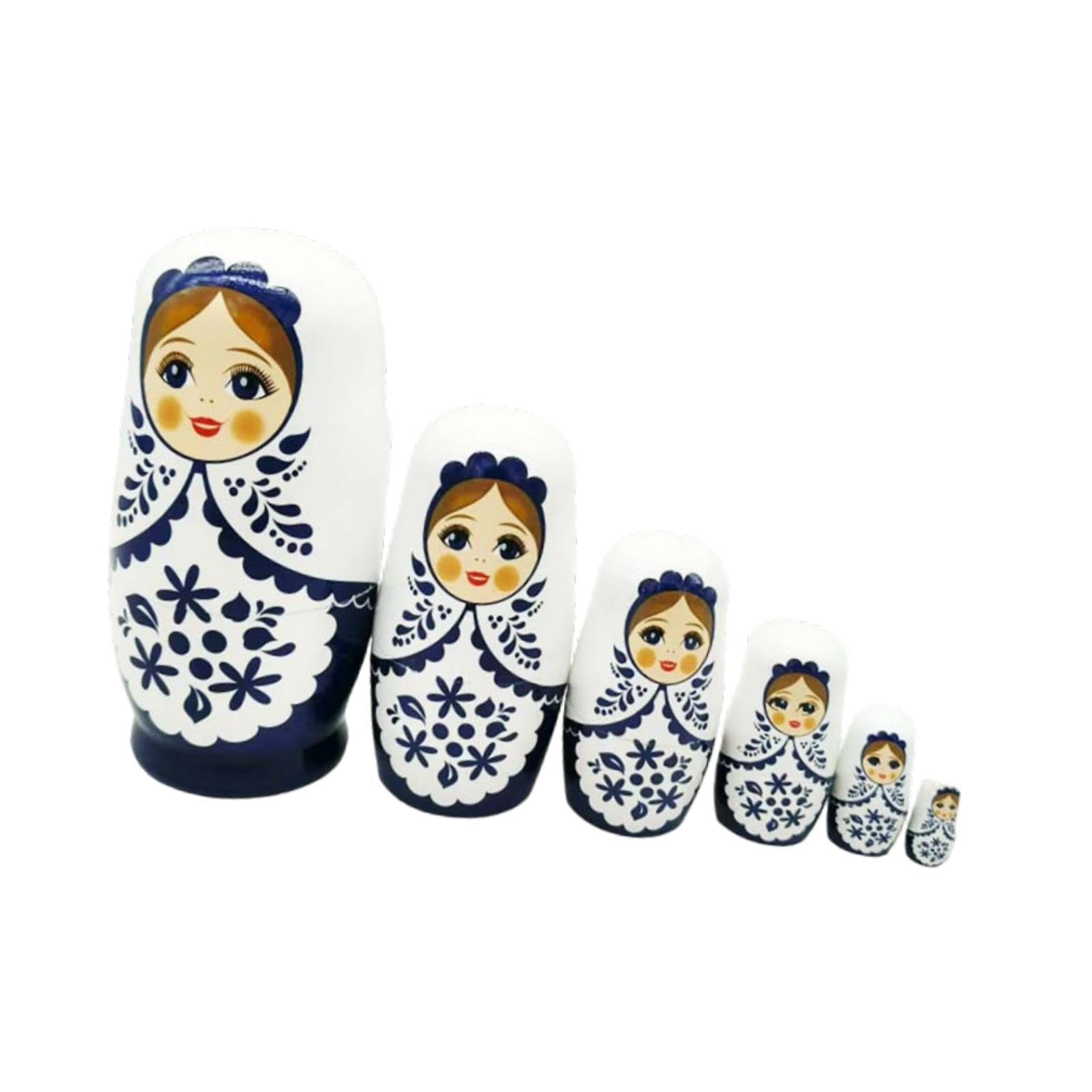 6Pcs Wooden Russian Nesting Dolls Matryoshka Dolls for Children Adults Gifts