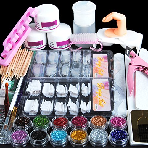 Saint-Acior Kit Manucure Poudre Acrylique pour Ongles Décoration Nail Art Tips Faux Ongles Paillettes Décor Poudre Set