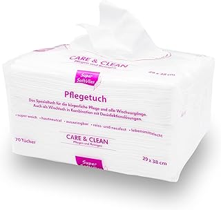 Mascot 3x70 Pflegetücher aus Viskose | alkoholfrei, trocken & hautfreundlich | Reinigungstücher für Gesicht & Körper | Abschminktücher für empfindliche Haut | auch für Baby- & Altenpflege
