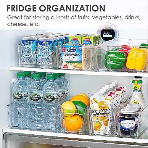 image for Refrigerator Organizer Bins, Vtopmart 4 Pack Medium Clear Plastic Food