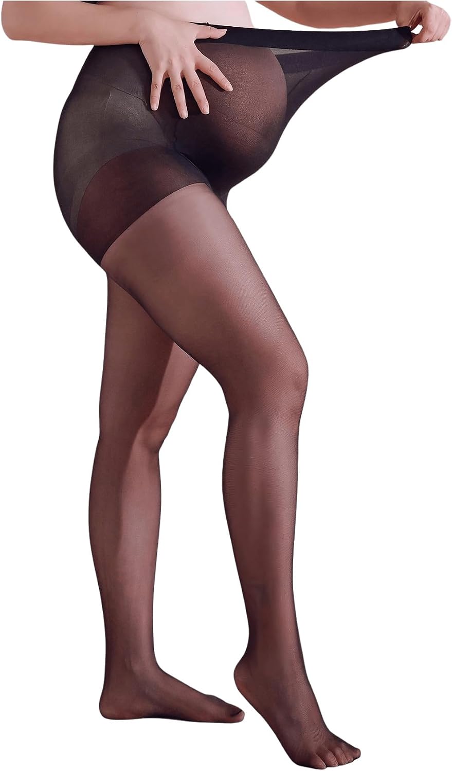 MakeMeChic Women's Maternity Pantyhose Stocking Sheer Over The Belly Pregnancy Tights Valentines Day Outfit