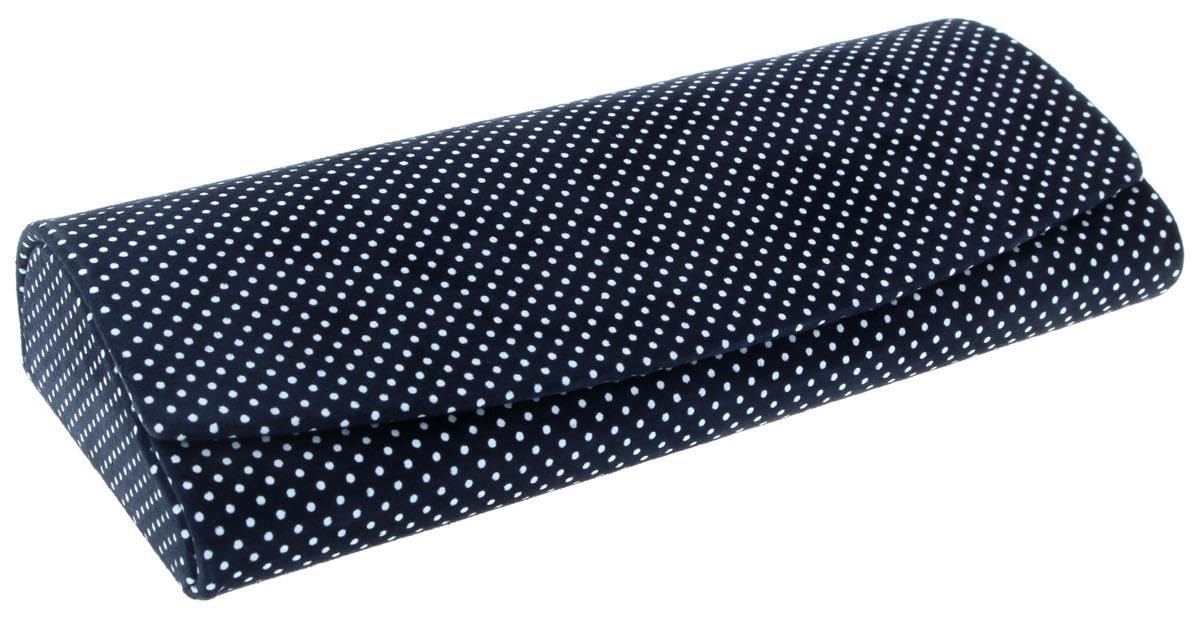 Ładne, bardzo miękkie etui na okulary z prawdziwej skóry z eleganckim wzorem w kropki (nocny)