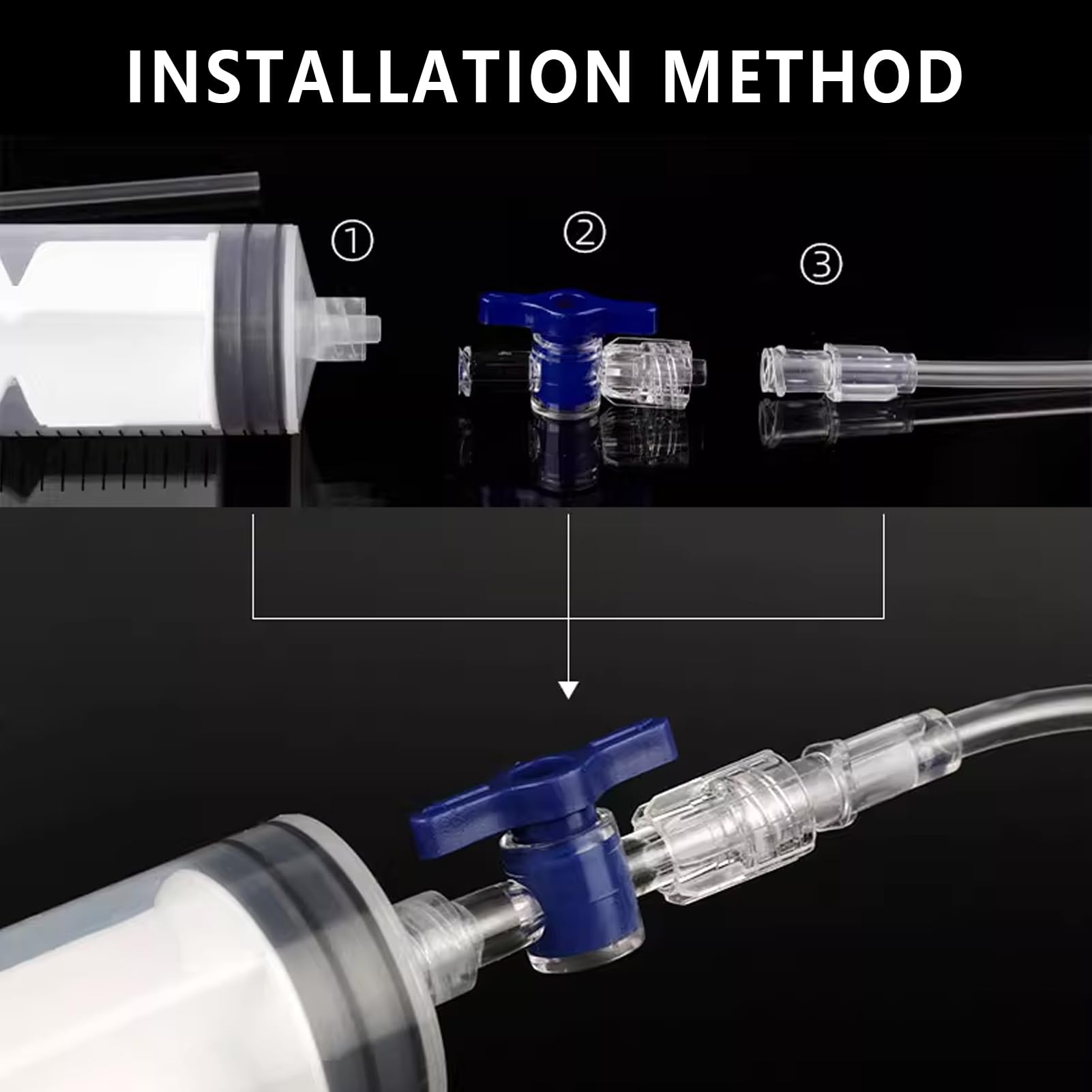 Zestaw do Naprawy Opon Tubeless na Rowery, Strzykawka 60ml z Narzędziem do Demontażu Ventila Presta, Wtryskiwacz Masy Uszczelniającej, Kompatybilny z Ventilami Schrader i Presta, do Kolarstwa