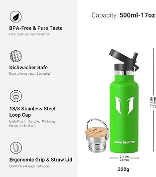 Sparrow Insulated Water Bottle W/Straw -Metal Water Bottles-500ml&750ml&1L