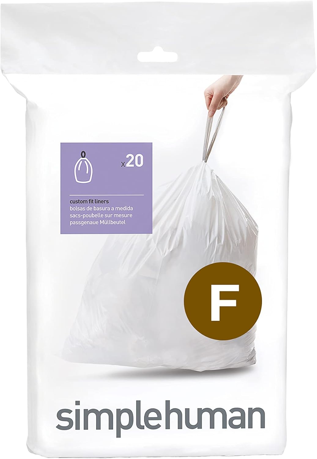 simplehuman CW0165 code F Custom Fit Bin Liners, White Plastic (Pack of