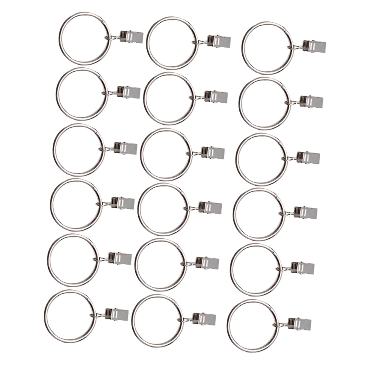 VINTORKY 18Pcs Metal Curtain Ring Clips Detachable Silver Curtain Hangers for Easy Installation Rods for Bathroom Bedroom and Living Room Decor